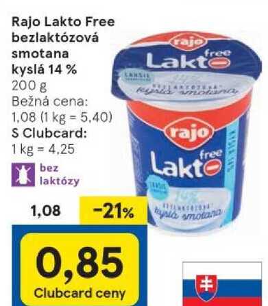 Rajo Lakto Free bezlaktózová smotana kyslá 14%, 200 g