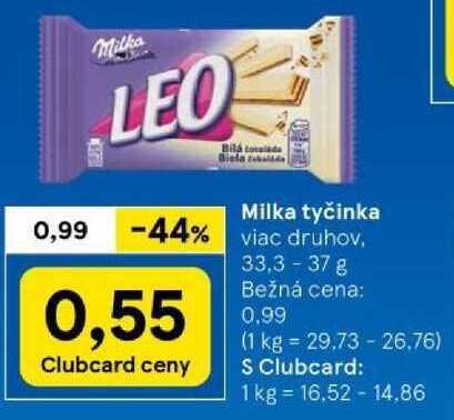 Milka tyčinka, 33,3-37 g 