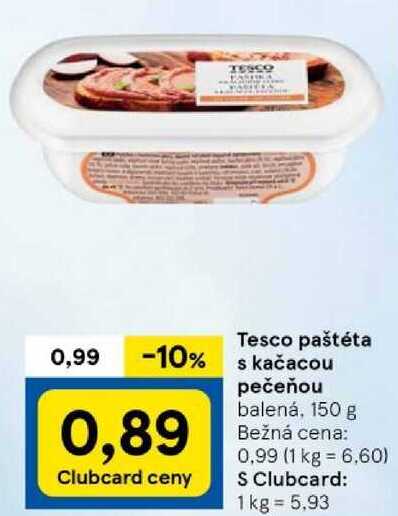 Tesco paštéta s kačacou pečeňou, 150 g 