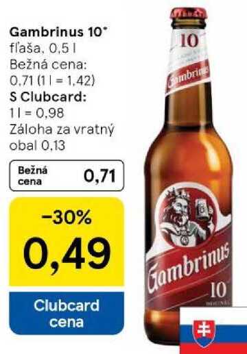 Gambrinus 10°, 0,5 l