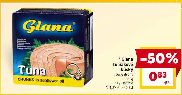 Giana tuniakové kúsky rôzne druhy 80 g 