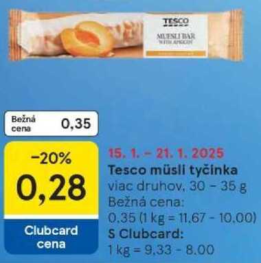 Tesco müsli tyčinka, 30-35 g 