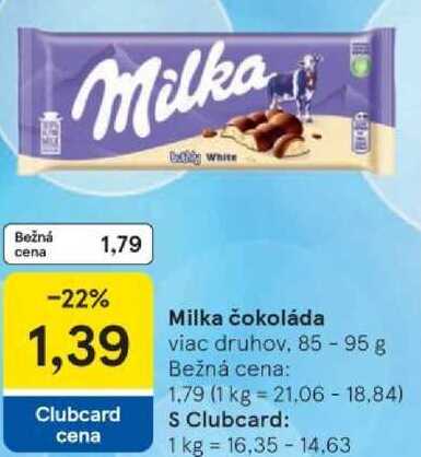 Milka čokoláda, 85-95 g 