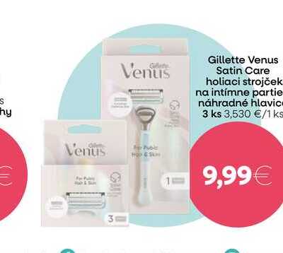 Gillette Venus Satin Care holiaci strojček na intímne partie náhradné hlavice 3 ks
