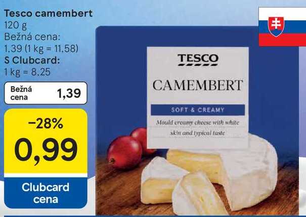 Tesco camembert, 120 g