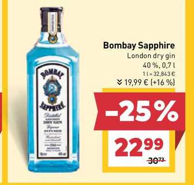 Bombay Sapphire London dry gin 40%, 0,7 l