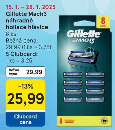 Gillette Mach3 náhradné holiace hlavice, 8 ks