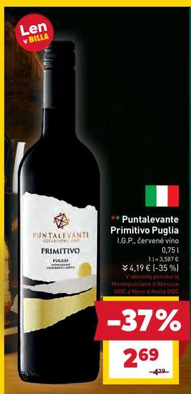 Puntalevante Primitivo Puglia I.G.P., červené víno 0,75 l