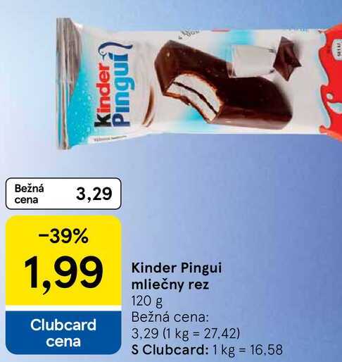 Kinder Pingui mliečny rez, 120 g 