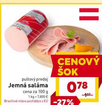Jemná saláma cena za 100 g