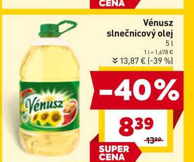 Vénusz slnečnicový olej 5l