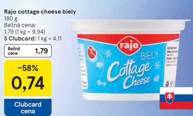 Rajo cottage cheese biely, 180 g 