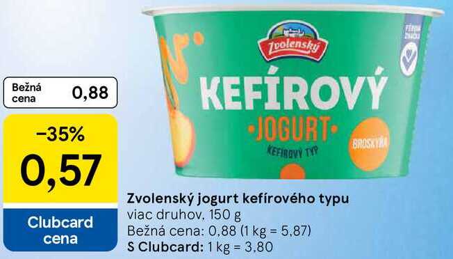 Zvolenský jogurt kefírového typu, 150 g 