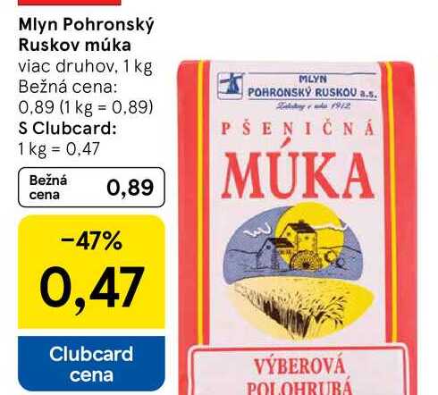 Mlyn Pohronský Ruskov múka, 1 kg