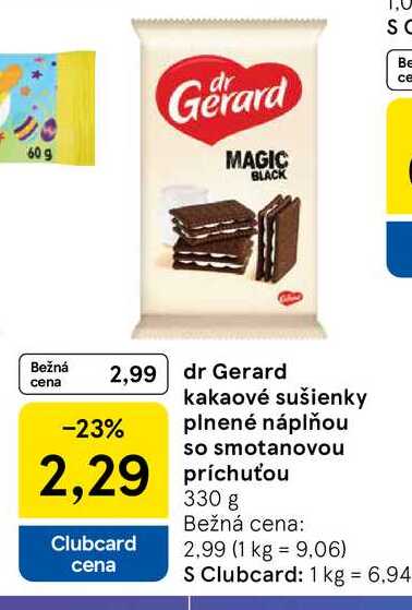 dr Gerard kakaové sušienky plnené náplňou so smotanovou príchuťou, 330 g v akcii