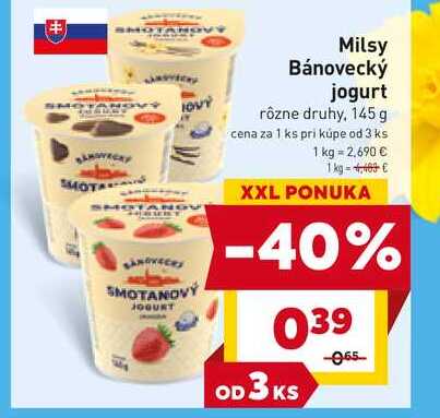 Milsy Bánovecký jogurt rôzne druhy, 145 g