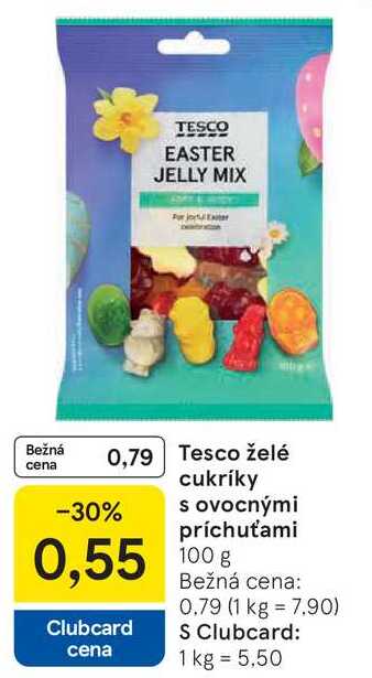 Tesco želé cukríky s ovocnými príchuťami, 100 g