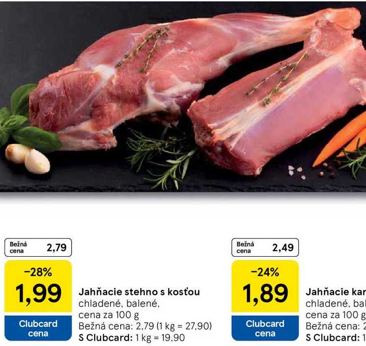 Jahňacie stehno s kosťou, cena za 100 g