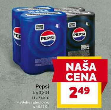 Pepsi 4× 0,33l v akcii