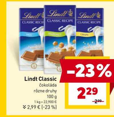 Lindt Classic čokoláda rôzne druhy 100 g 