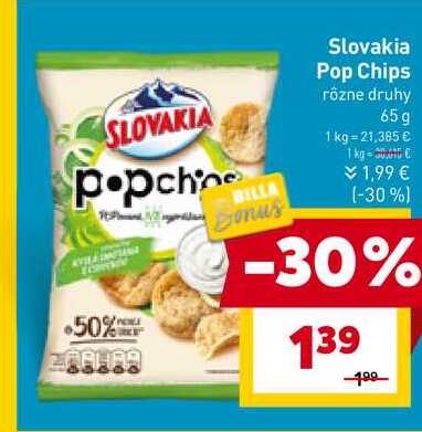 Slovakia Pop Chips rôzne druhy 65 g 