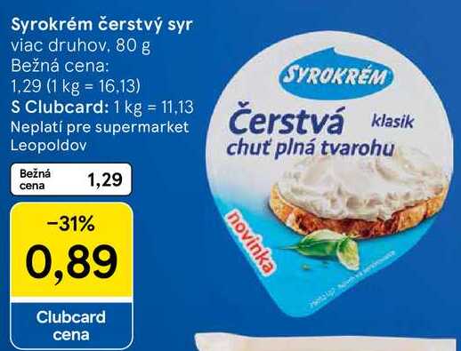 Syrokrém čerstvý syr, 80 g