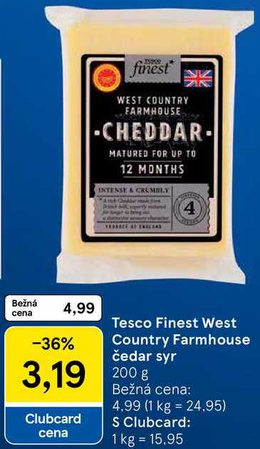 Tesco Finest West Country Farmhouse čedar syr, 200 g