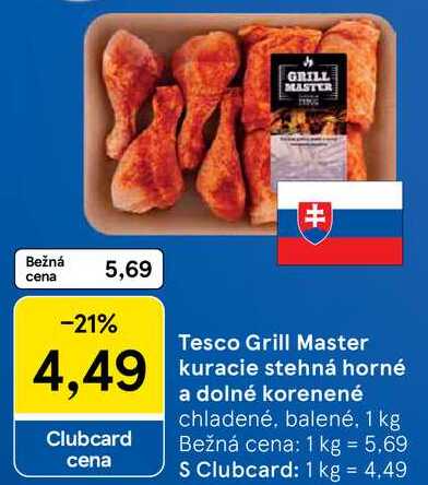 Tesco Grill Master kuracie stehná horné a dolné korenené, 1 kg