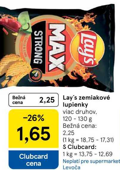 Lay's zemiakové lupienky, 120-130 g 