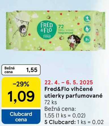 Fred & Flo vlhčené utierky parfumované, 72 ks