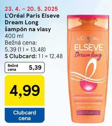 L'Oréal Paris Elseve Dream Long šampón na vlasy, 400 ml 