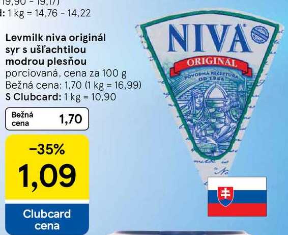 Levmilk niva originál syr s ušľachtilou modrou plesňou, cena za 100 g