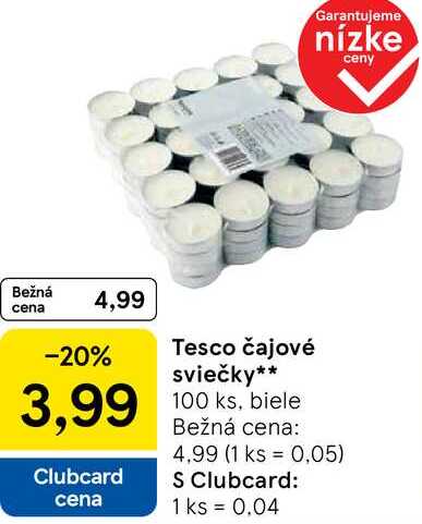 Tesco čajové sviečky, 100 ks
