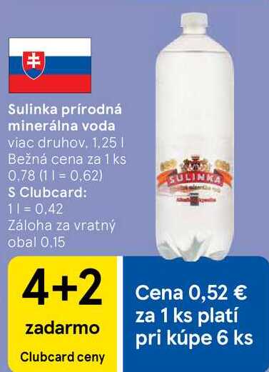 Sulinka prírodná minerálna voda, 1,25 l