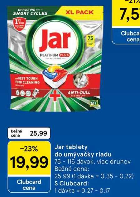 Jar tablety do umývačky riadu, 75-116 dávok