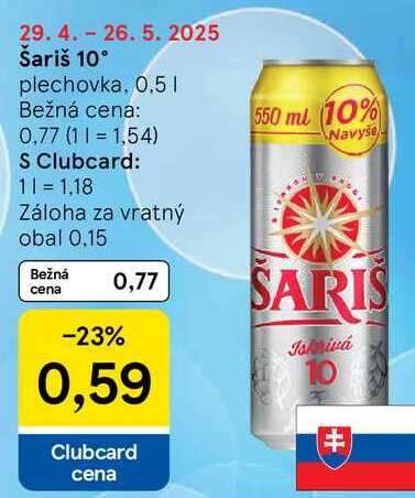 Šariš 10°, 0,5 l