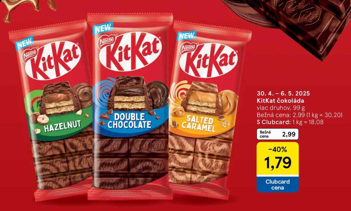KitKat čokoláda, 99 g 