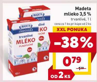 Madeta mlieko 3,5% trvanlivé, 1l 
