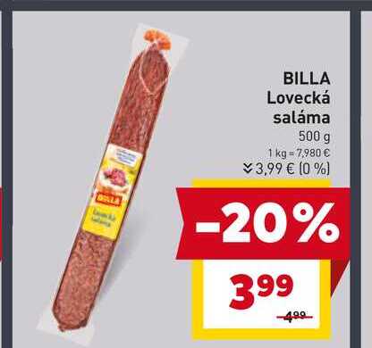 BILLA Lovecká saláma 500 g 