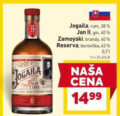Jogaila, rum, 38% 0,7l