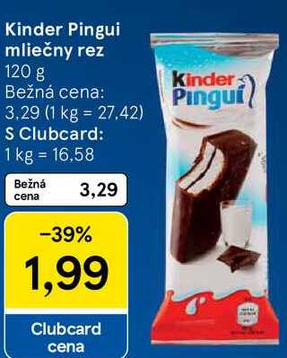 Kinder Pingui mliečny rez, 120 g