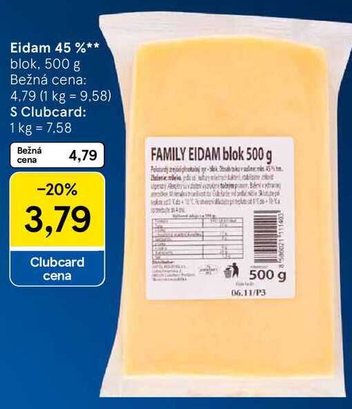 Eidam 45 %, 500 g 