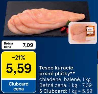 Tesco kuracie prsné plátky, 1 kg
