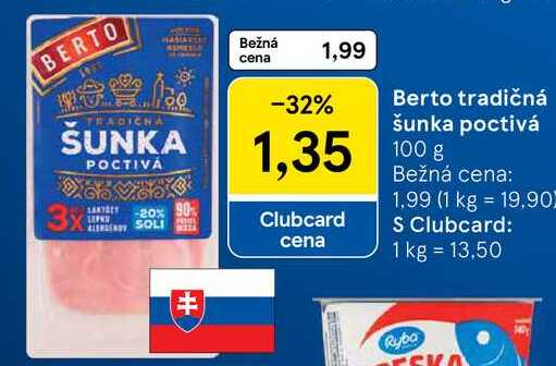 Berto tradičná šunka poctivá, 100 g
