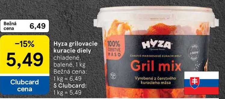 Hyza grilovacie kuracie diely, 1 kg
