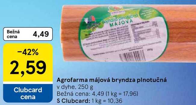 Agrofarma májová bryndza plnotučná, 250 g