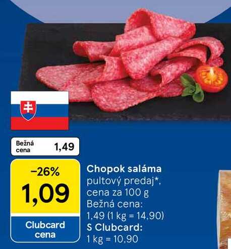 Chopok saláma, cena za 100 g