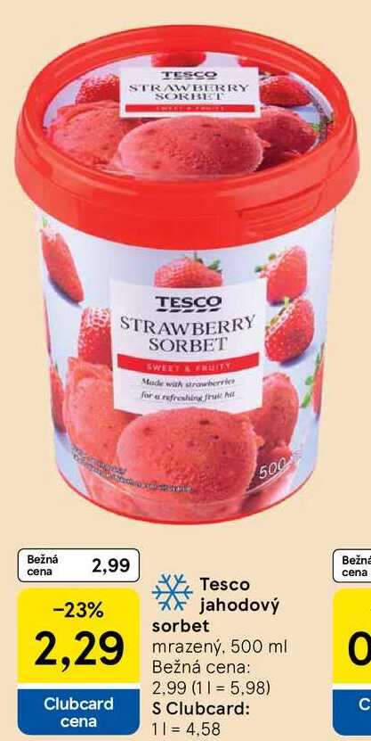 Tesco jahodový sorbet, 500 ml 