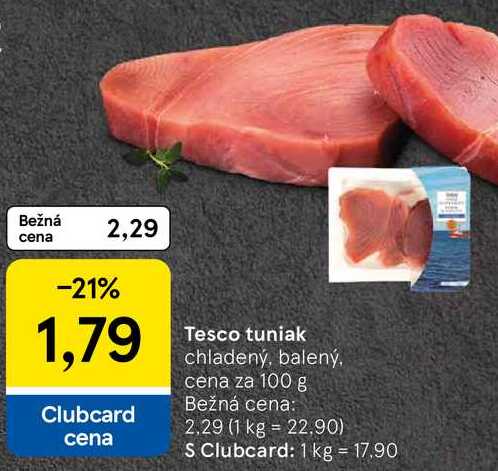 Tesco tuniak, cena za 100 g 