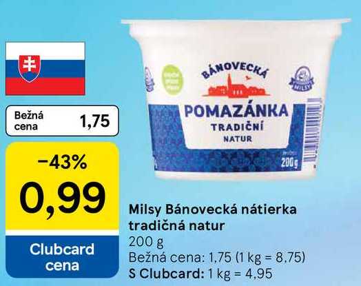 Milsy Bánovecká nátierka tradičná natur, 200 g 